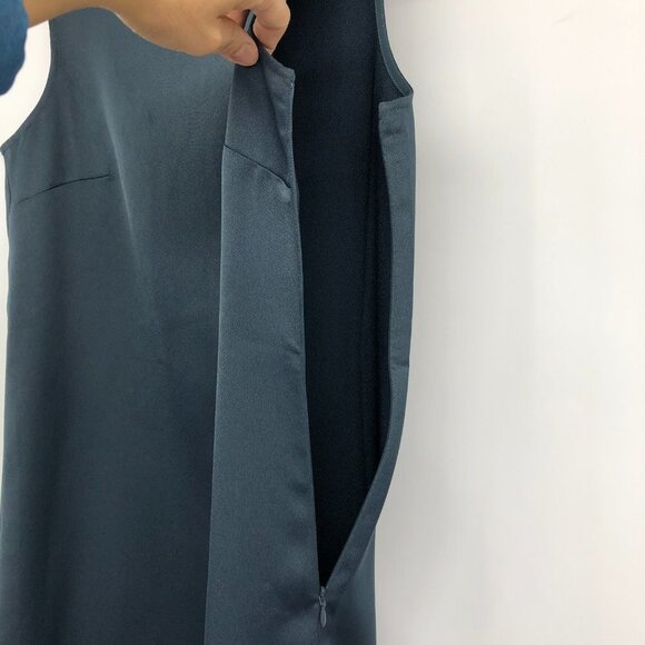 Club Monaco Navy Blue Jourdan satin Mockneck sleeveless Dress size 0 - Picture 7 of 16